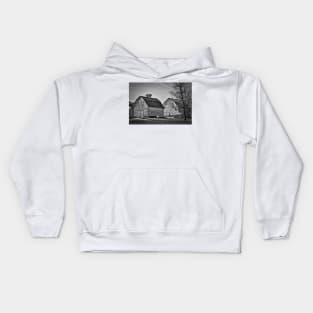 Twin Barns In Black And White Kids Hoodie